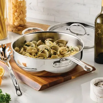 Hestan ProBond Luxe frying pan with lid - Stainless steel, auxiliary handle - Hestan