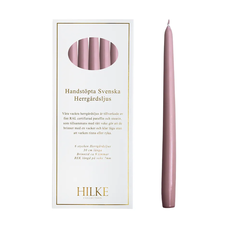 Herrgårdsljus candles 30 cm 6-pack, Pink metallic Hilke Collection