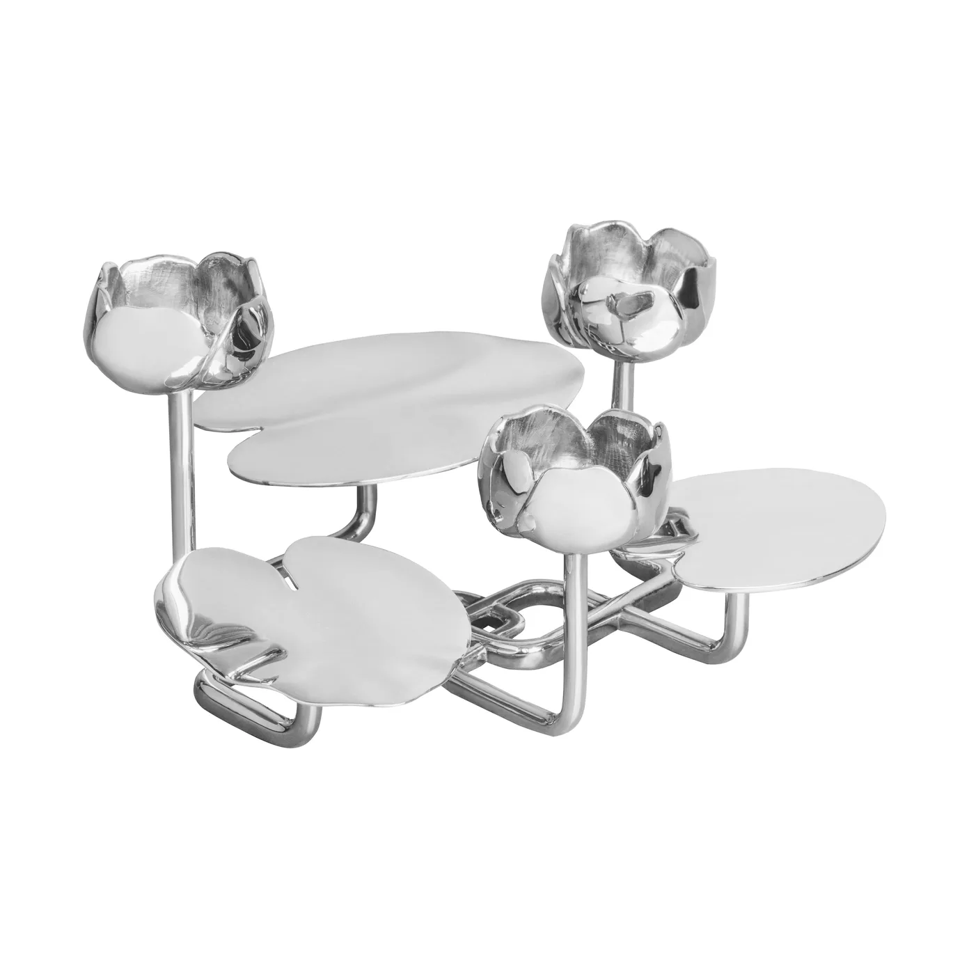 Ninfea grande candlestick, Nickel-plated brass Hilke Collection