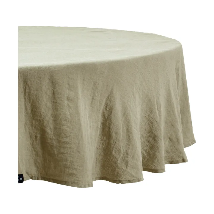 Sunrise round linen tablecloth - Organic (green), Ø220 cm - Himla