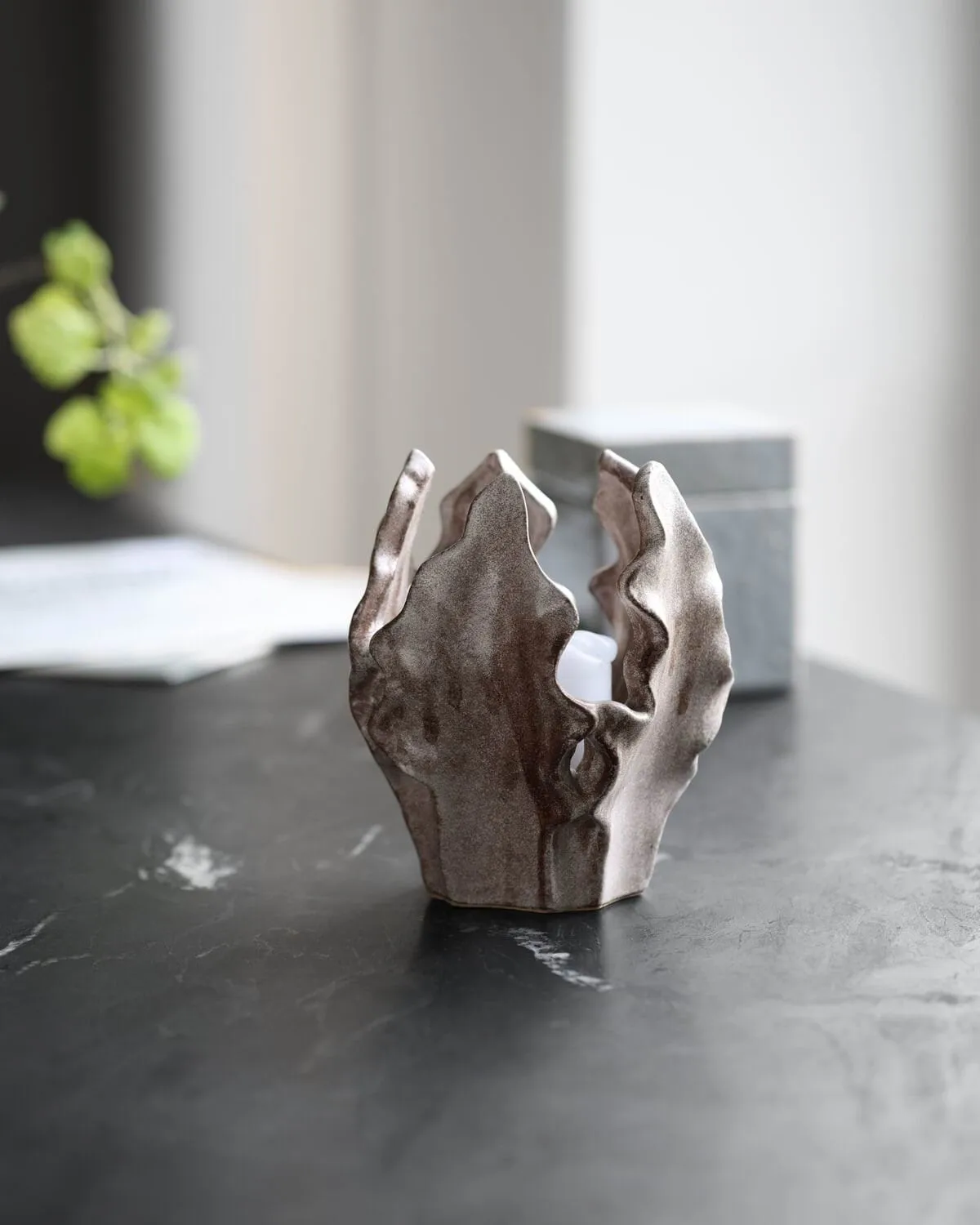 Camden tealight holder, Suede brown, Ø14x17 cm House Doctor