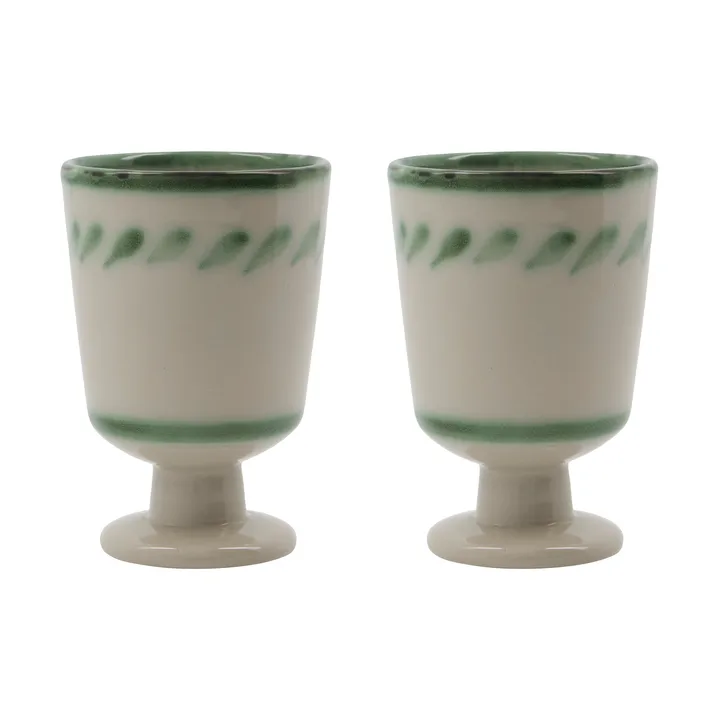 Diva mug on foot 25 cl 2-pack - Off white-Green - House Doctor