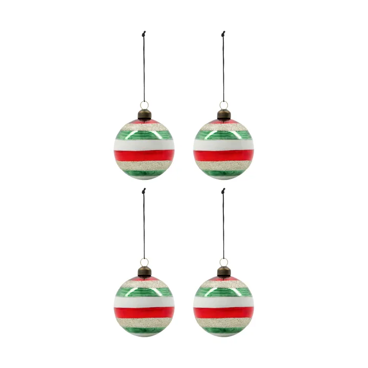 Happy Christmas tree bauble Ø8 cm 4-pack - Multi - House Doctor