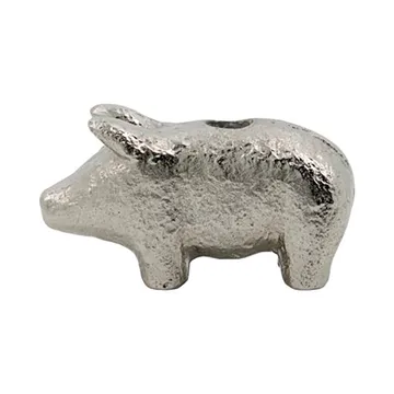 Pig candle stick 5 cm - Antique silver - House Doctor