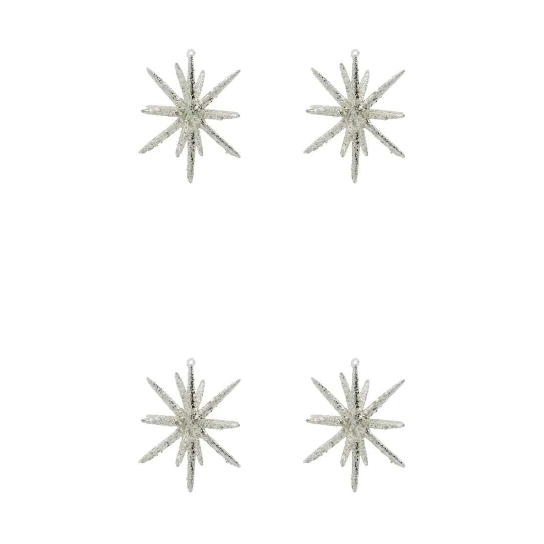 Spike Christmas tree star Ø12 cm 4-pack, Silver brass glitter House Doctor