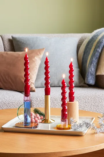 Astra candle holder small - Pink-orange - Hübsch