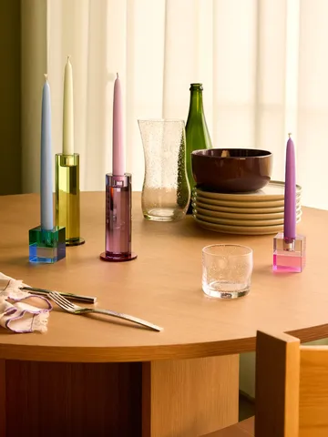 Cut candle holder 2 pieces - Purple - Hübsch