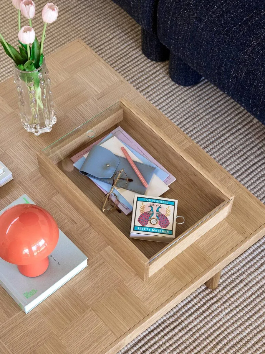 Senri storage box, Oak glass, 42x30x9 cm Hübsch