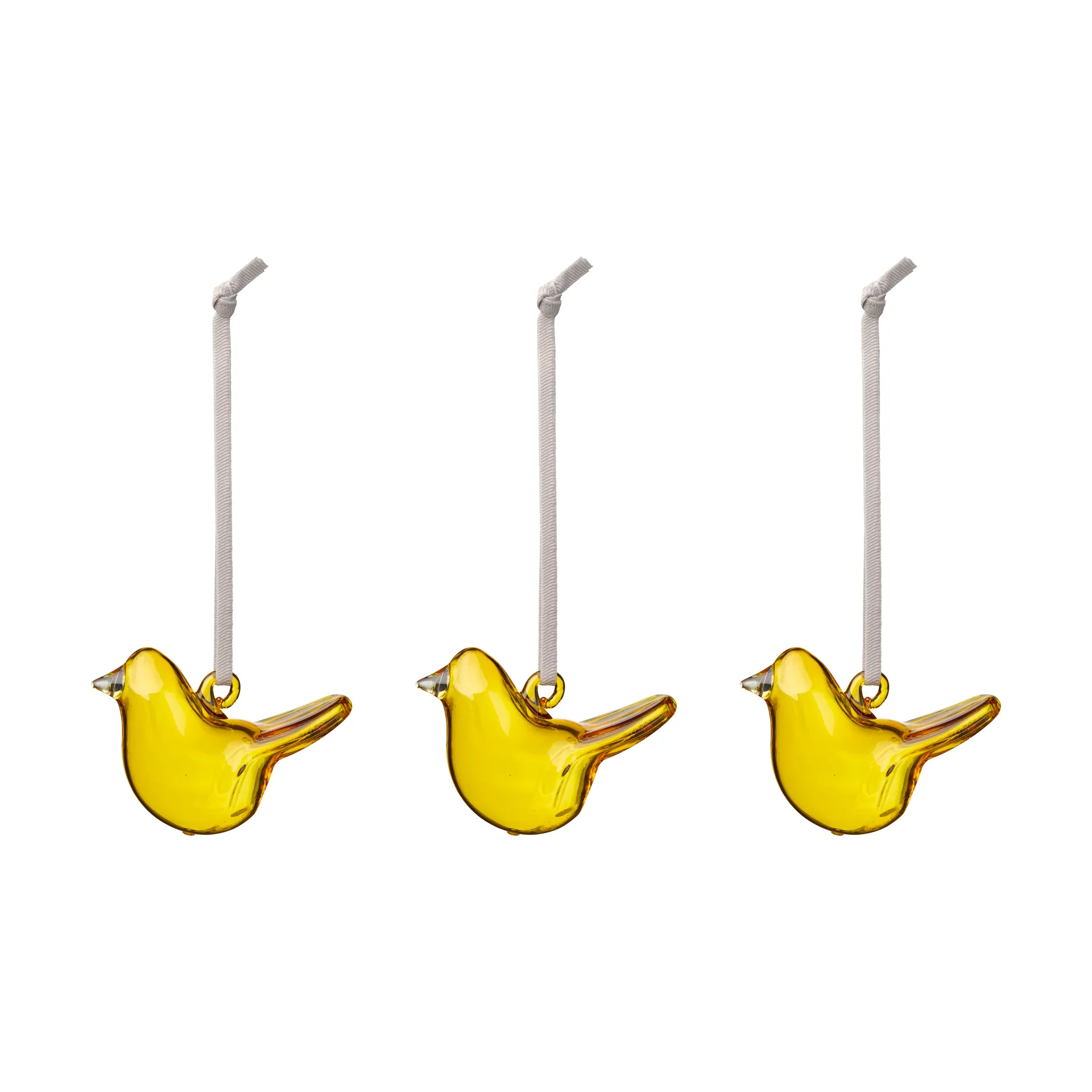 Iittala glass bird, Yellow, mini, 3-pack Iittala