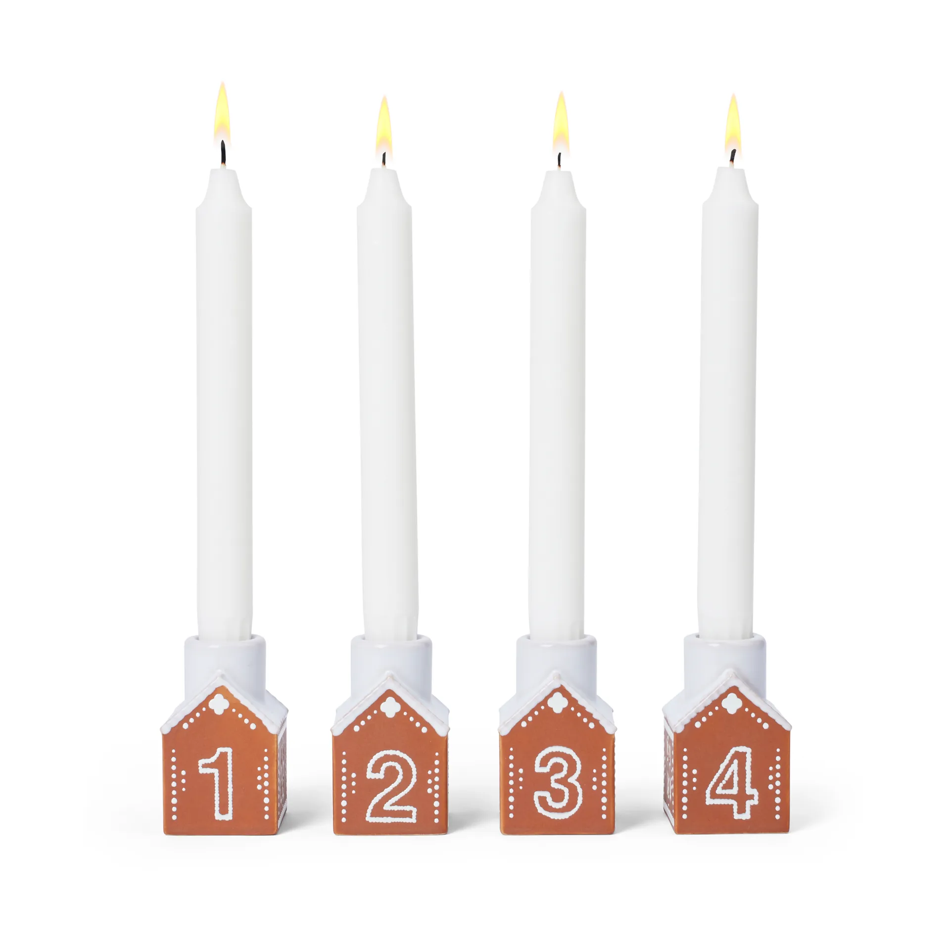 Gingerbread advent candlestick 4 pieces, Brown Kähler