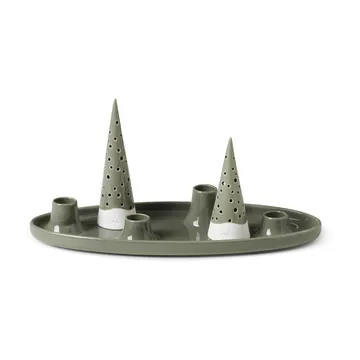 Nobili oval advent candle 33 cm - Green - Kähler