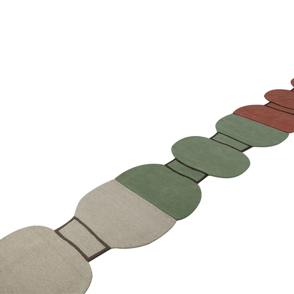 Silhouette figure rug, Dusty green, 110x240 cm Kateha