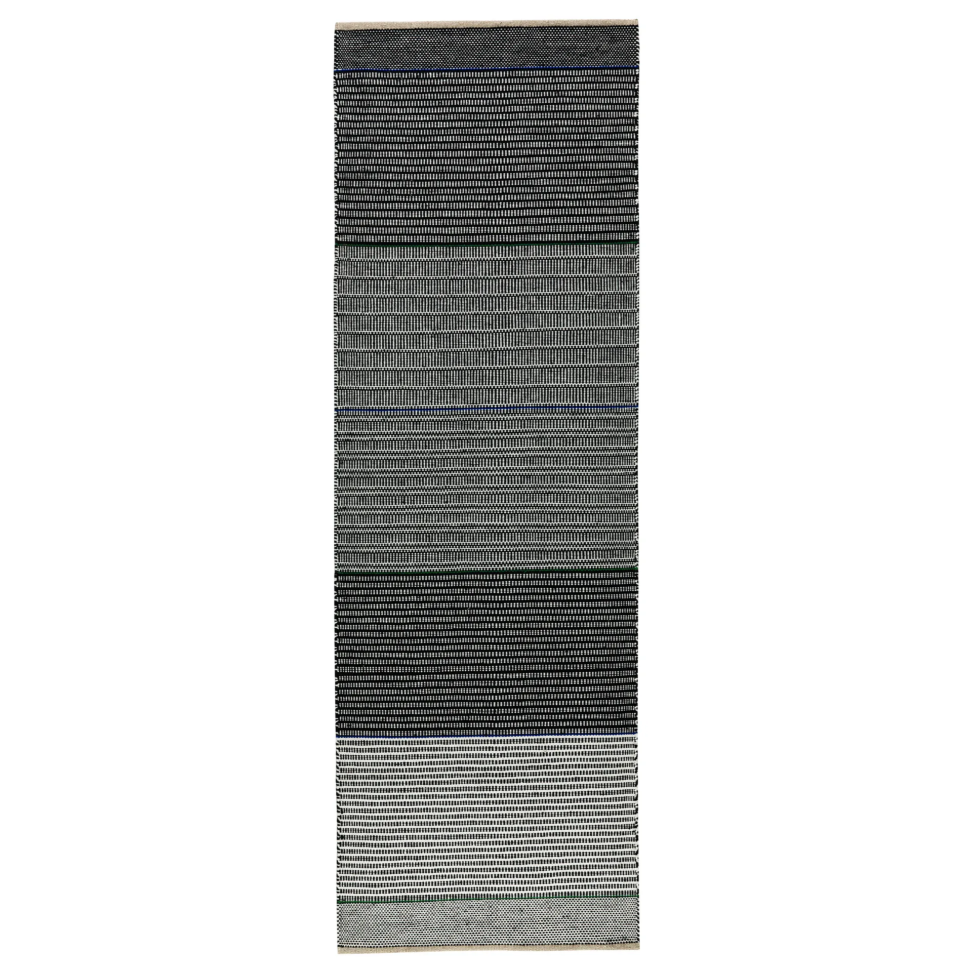 Tribulus One wool carpet 80x250 cm, Black/white/blue/green Kateha