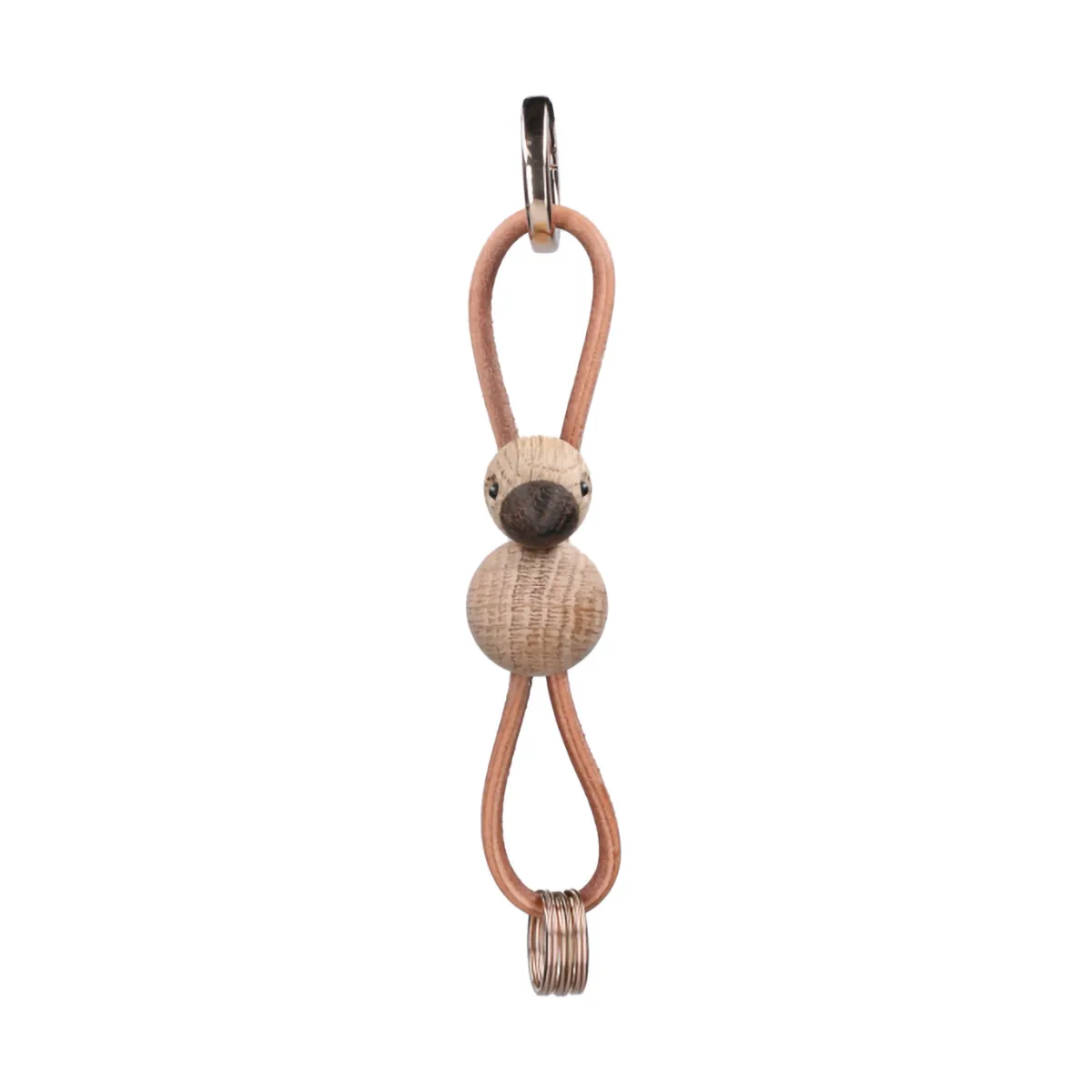 Kay Bojesen bird keyring, Oak, natural leather Kay Bojesen Denmark