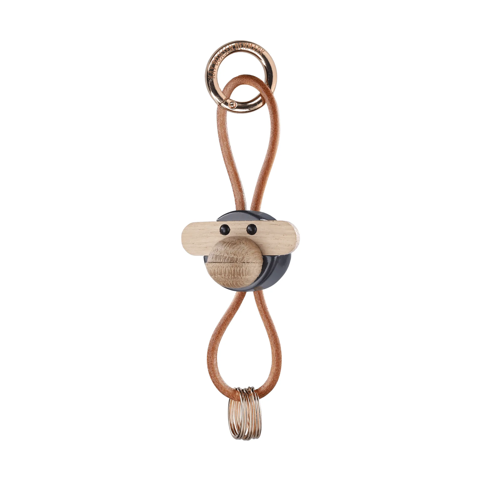 Kay Bojesen monkey keyring, Dark grey, natural leather Kay Bojesen Denmark