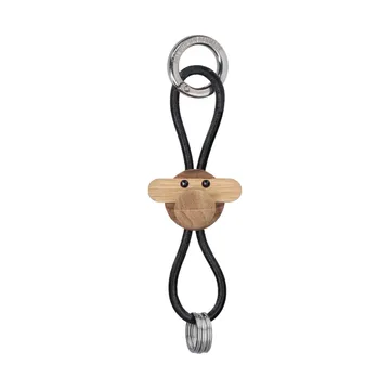 Kay Bojesen monkey keyring - Teak-limb wood, black leather - Kay Bojesen Denmark