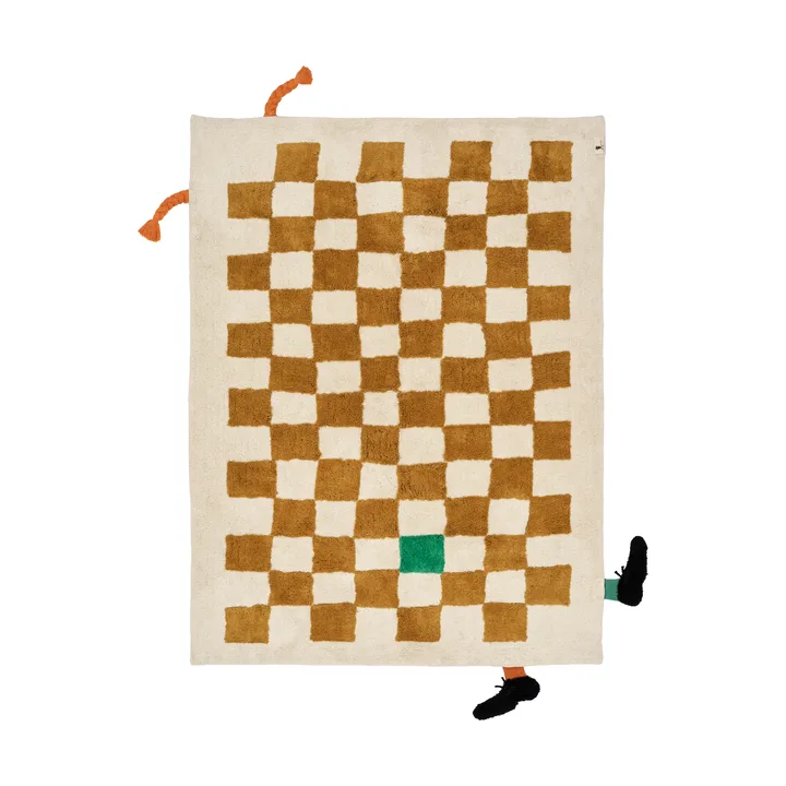 Pippi check rug - Khaki, 120x160 cm - Kid's Concept