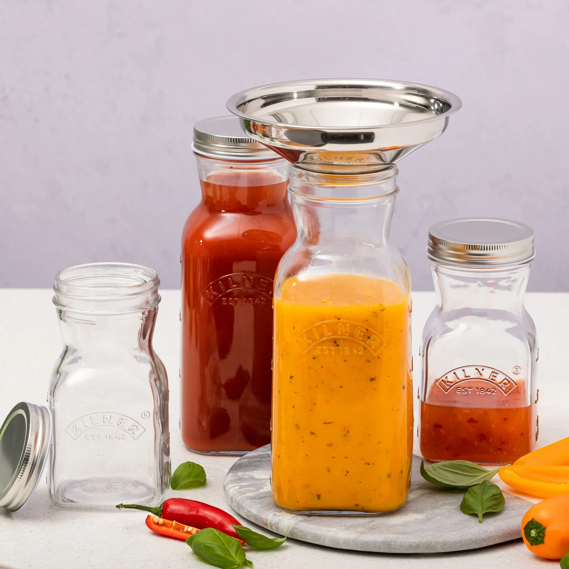 Kilner juice and sauce bottle, Clear-stainless steel, 0.5 L Kilner