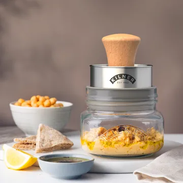 Kilner Mash & Store storage jar set - Clear-stainless steel-wood, 0.5 L - Kilner