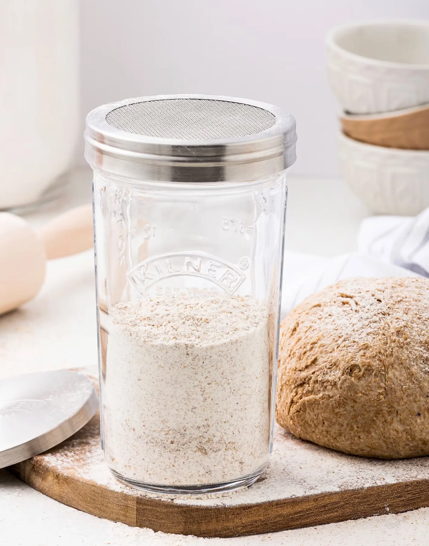 Kilner sieve jar set, Clear-stainless steel, 0.5 L Kilner