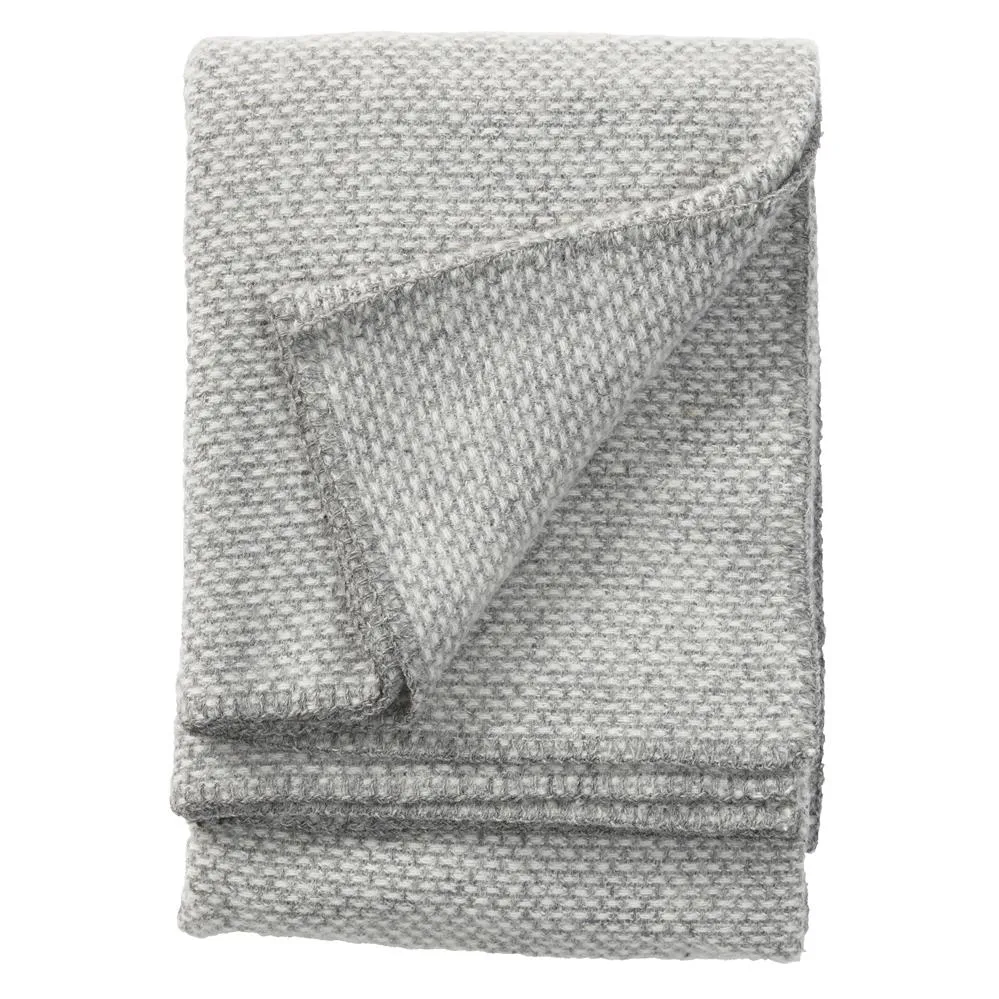 Domino wool blanket, Light grey, 130x180 cm Klippan Yllefabrik