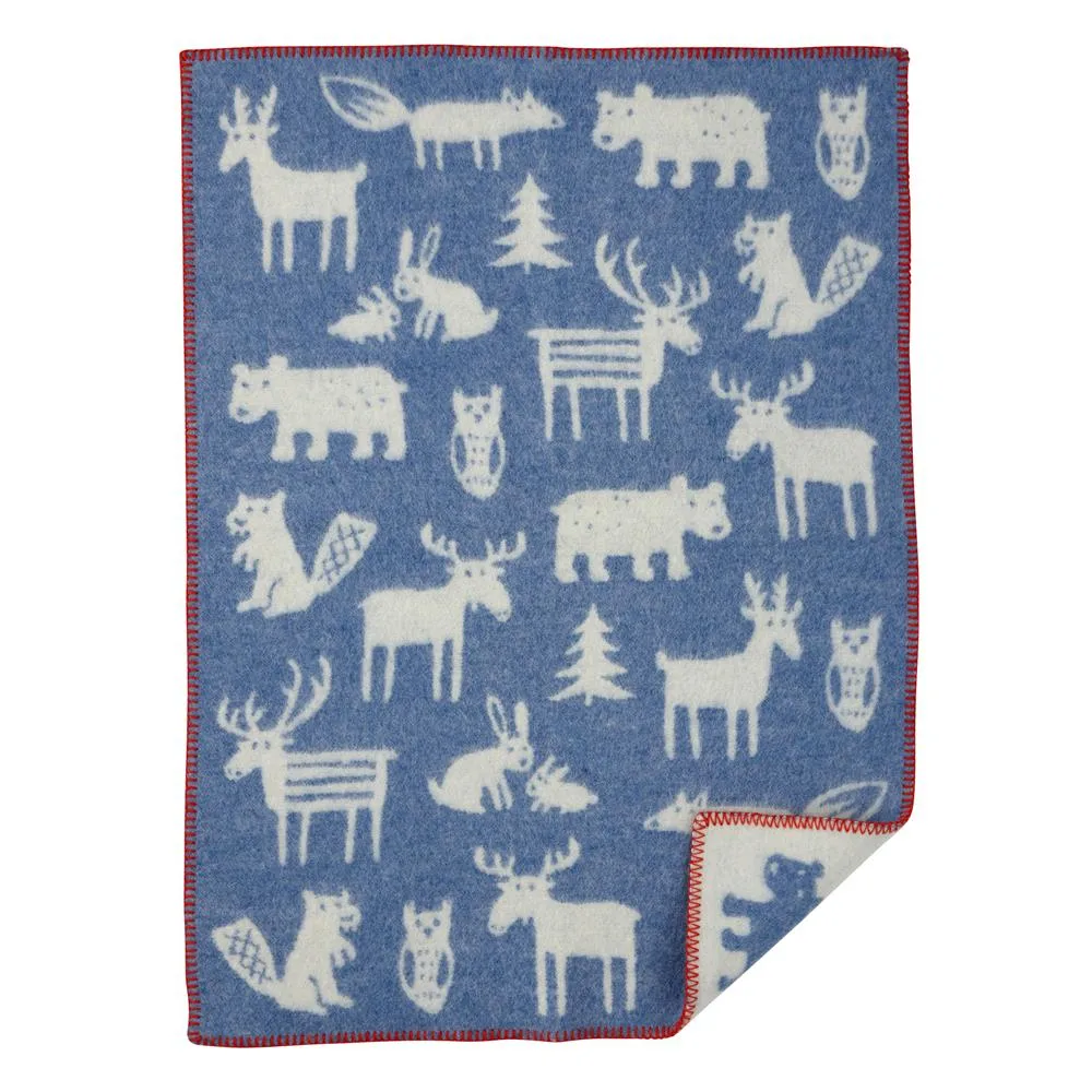 Forest childrens blanket, blue Klippan Yllefabrik