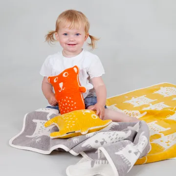 Little me chenille blanket - yellow - Klippan Yllefabrik