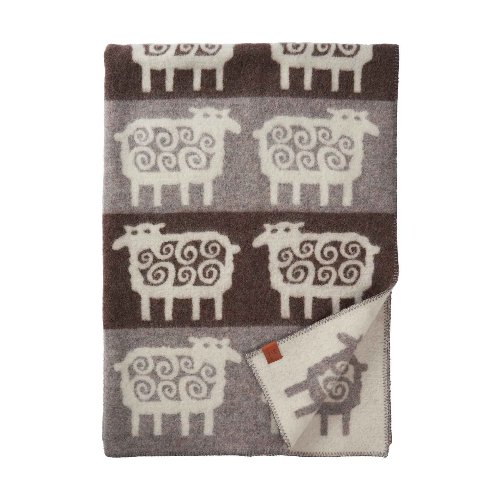 Sheep stripe throw 130x180 cm, Brown-grey Klippan Yllefabrik