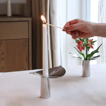 Löv vase-candle holder - Stainless steel. 10 cm - KLONG