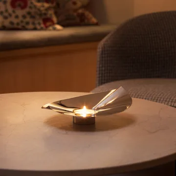 Löv vase-candle holder - Stainless steel, 22.5 cm - KLONG