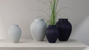 Knabstrup vase ribbed 27 cm - Ice blue - Knabstrup Keramik