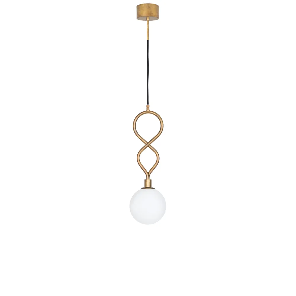 Eld Klot pendant, Raw brass, matte white Konsthantverk