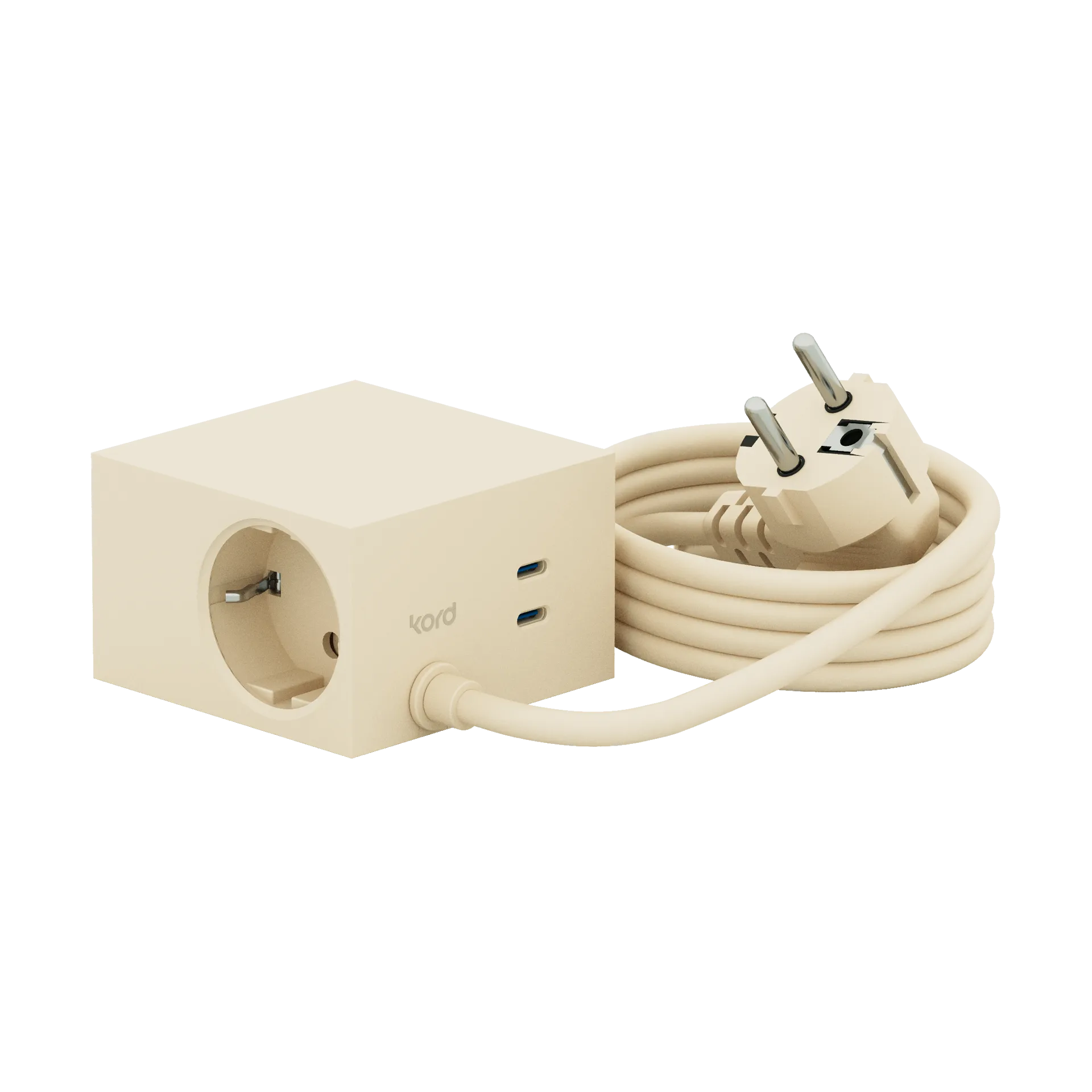 Cuboid+ power strip USB-C 30W 2 m, Pearled Ivory (white) Kord