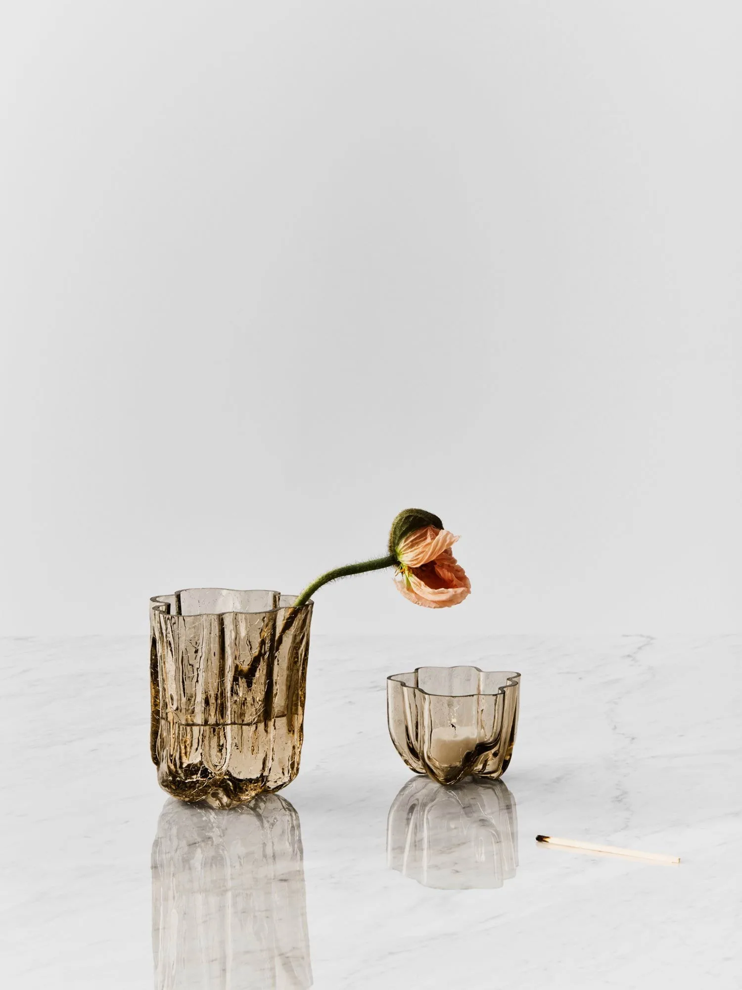 Crackle candle holder 5,8 cm, Taupe Kosta Boda