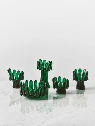 Sunflower candle holder 18 cm - Emerald green - Kosta Boda