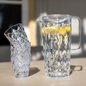 Crystal carafe incl 4 glasses - Crystal clear - Koziol