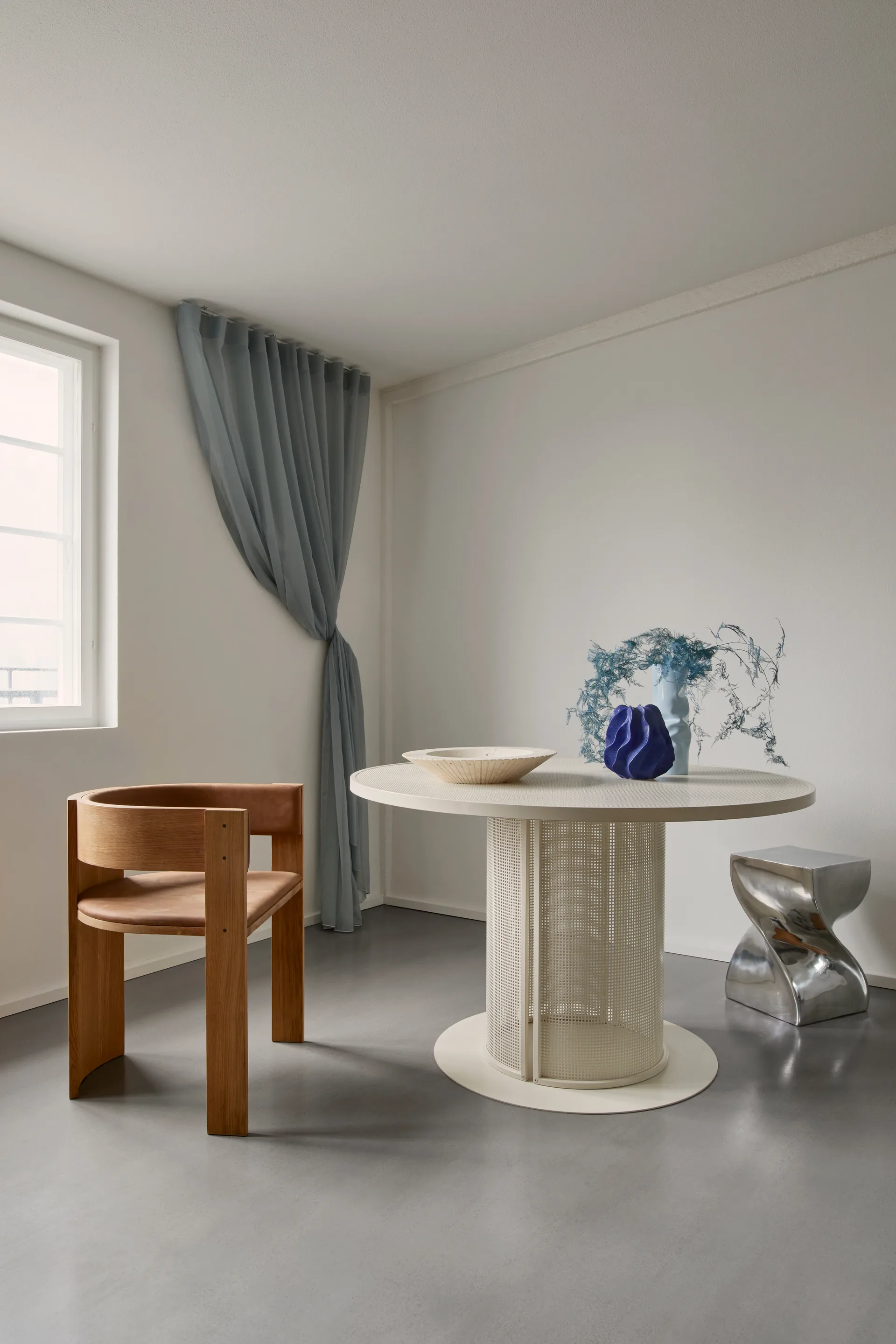 Collector chair, Warm lacquered oak–cognac leather Kristina Dam Studio