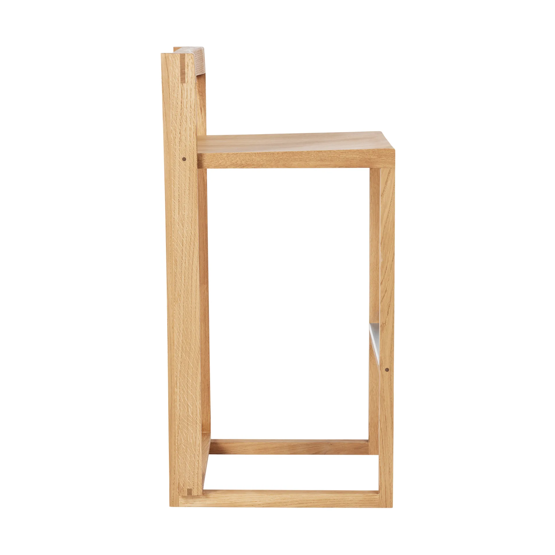 Outline bar stool 75 cm, Warm lacquered oak–brushed steel Kristina Dam Studio