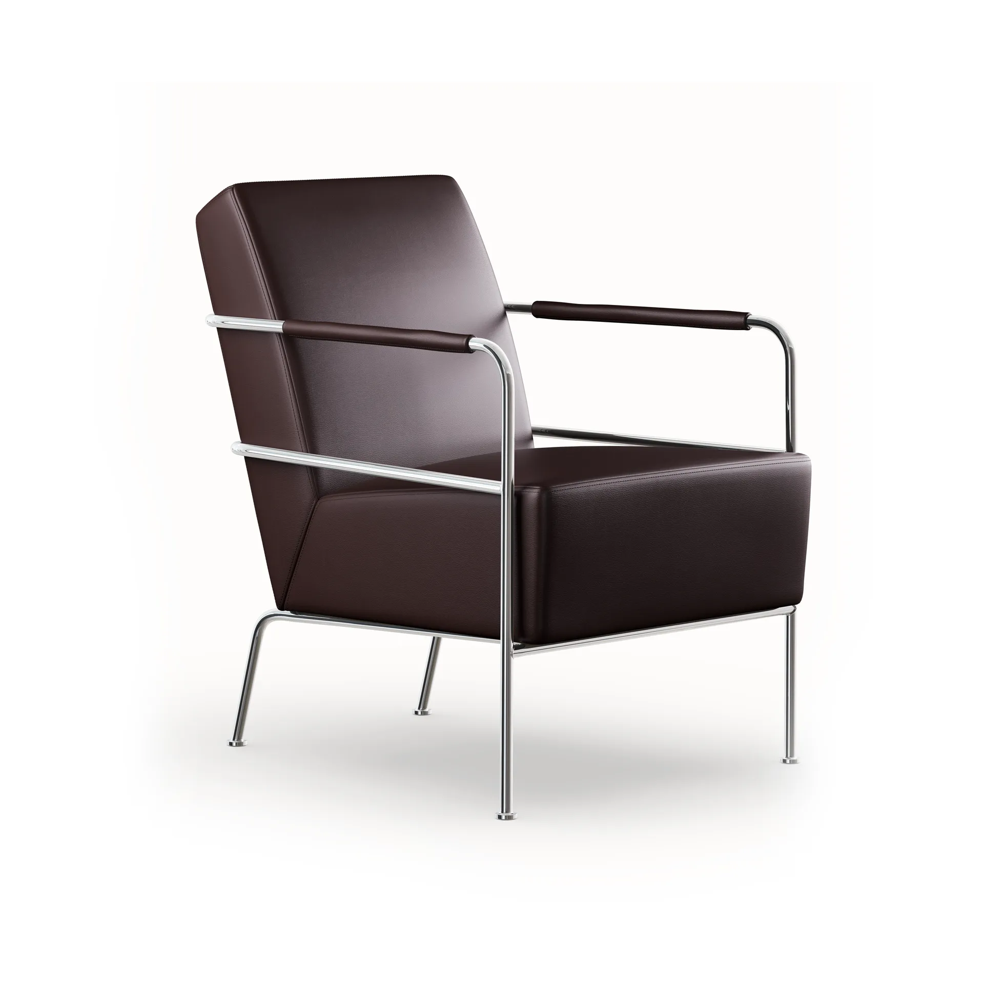 Cinema armchair, Elmo Nordic leather dark brown–chrome frame Lammhults