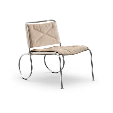 Corso easy chair chair - Elmo Nordic leather Natural-linen weave-chrome - Lammhults