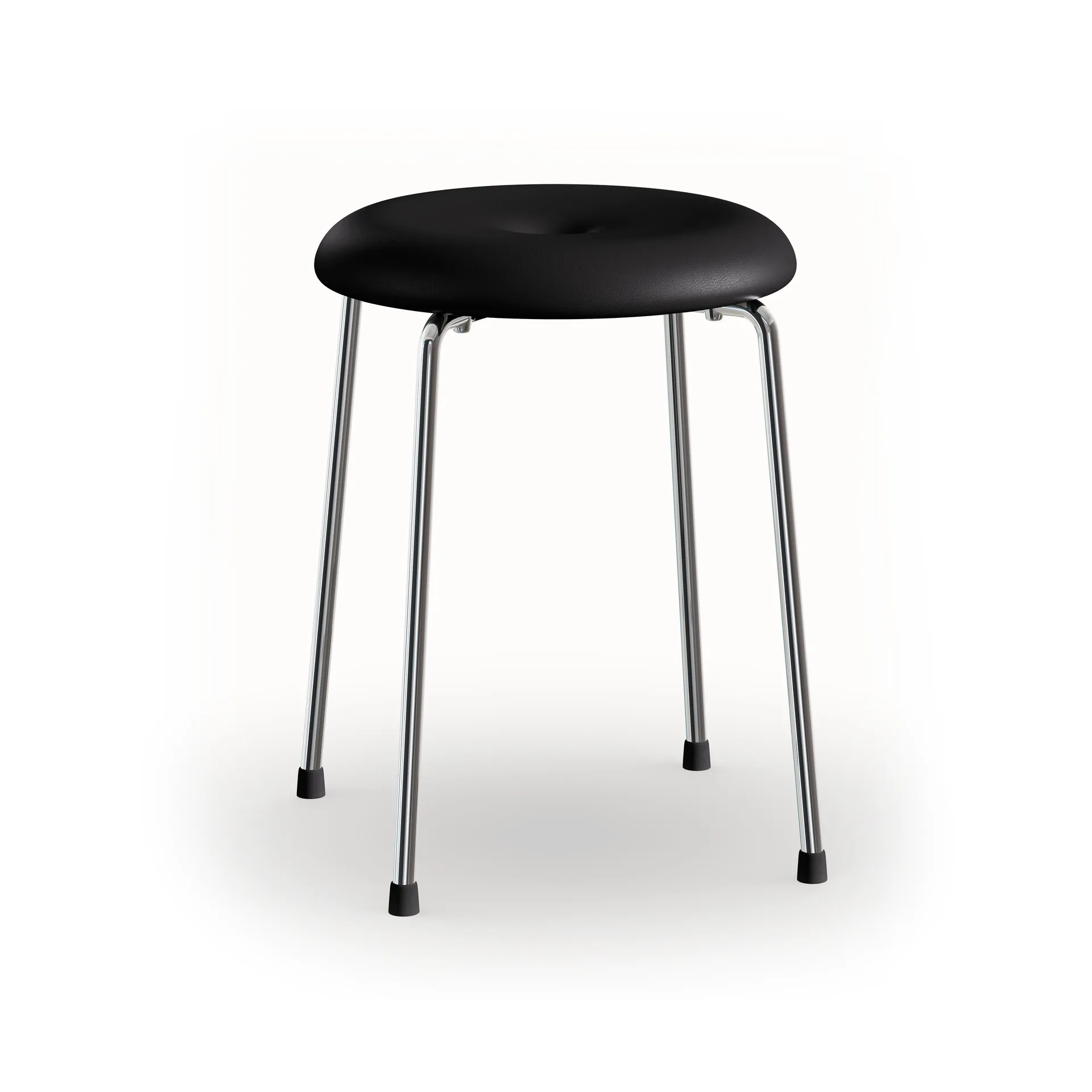 Stool bench, Black leather–chrome frame, 45 cm Lammhults