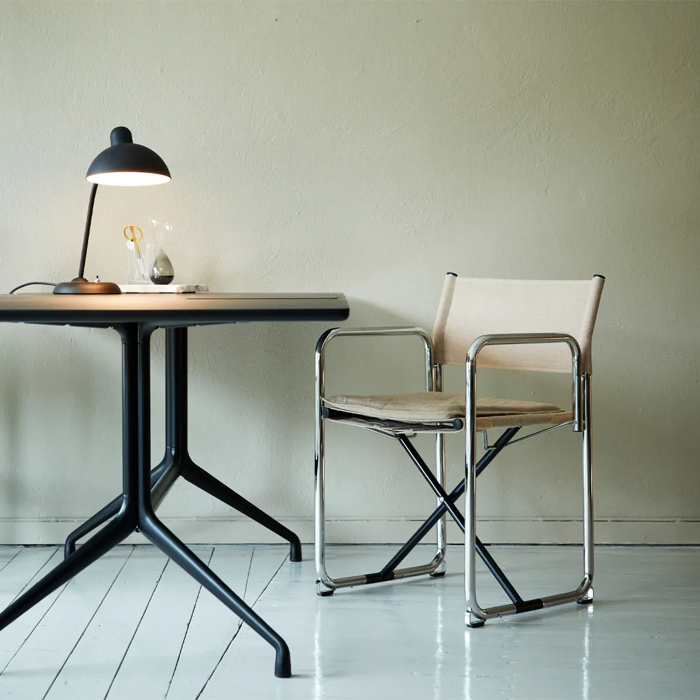 X75-2 armchair, Natural linen-chrome Lammhults