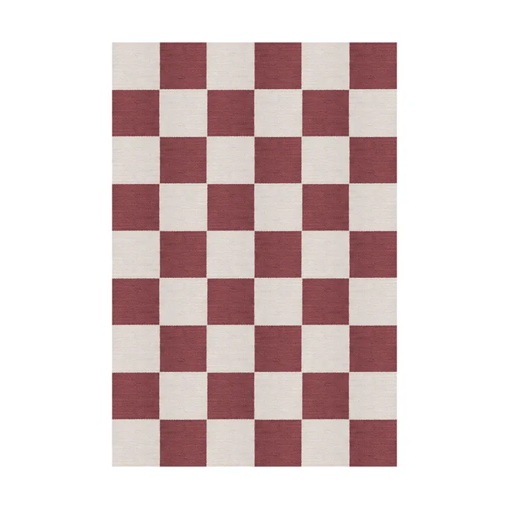 Chess wool rug - Burgundy, 180x270 cm - Layered