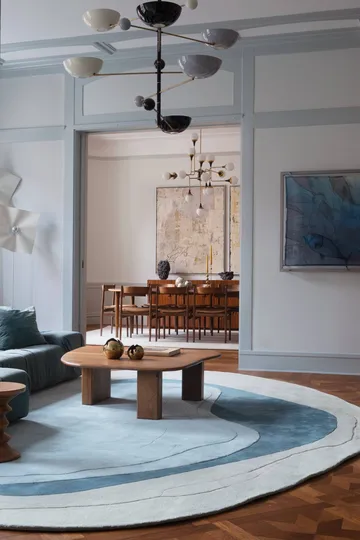 Erik Bratsberg Lozza wool rug - Teal, 230x300 cm - Layered