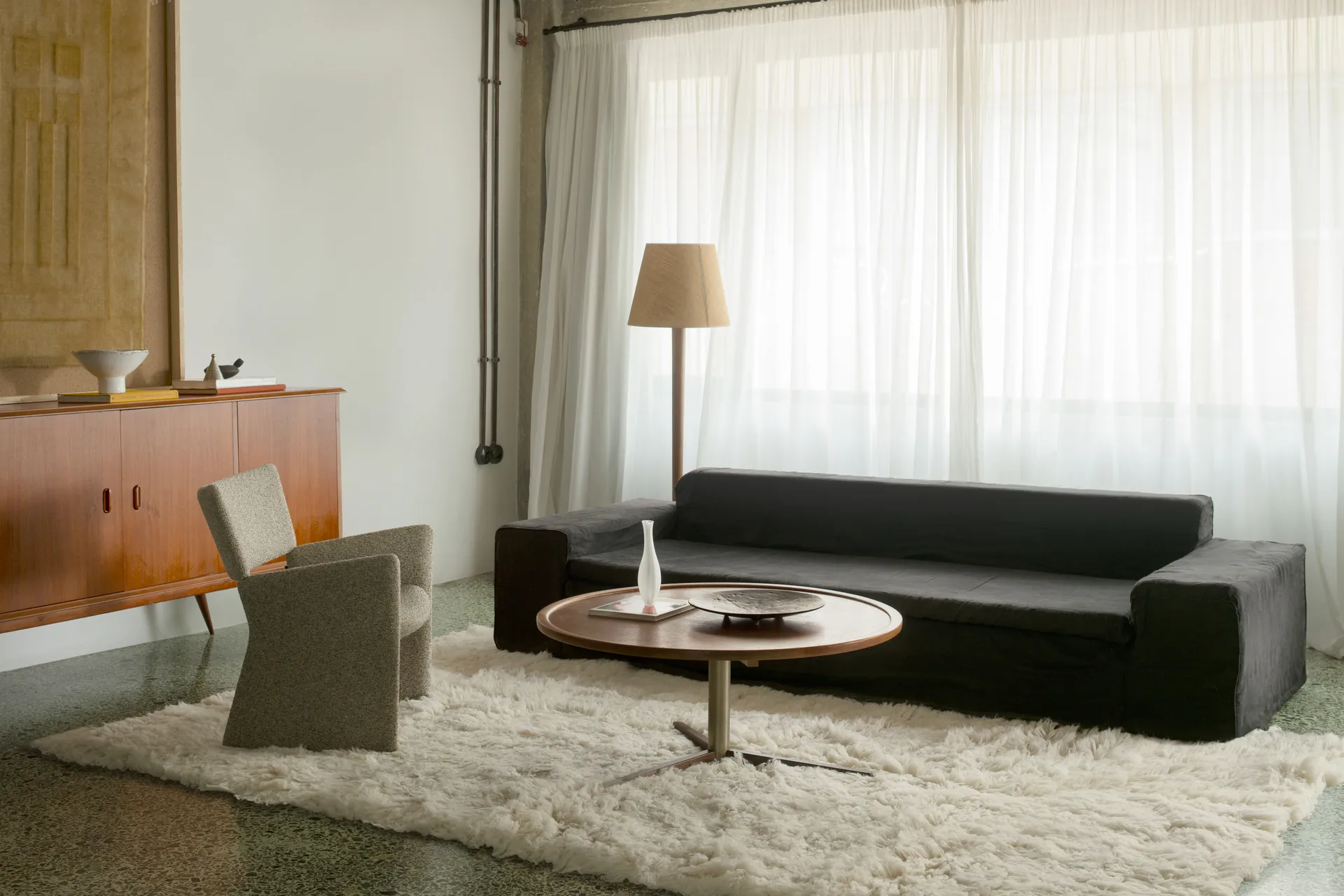 Shaggy rug 250x350 cm, Bone white Layered