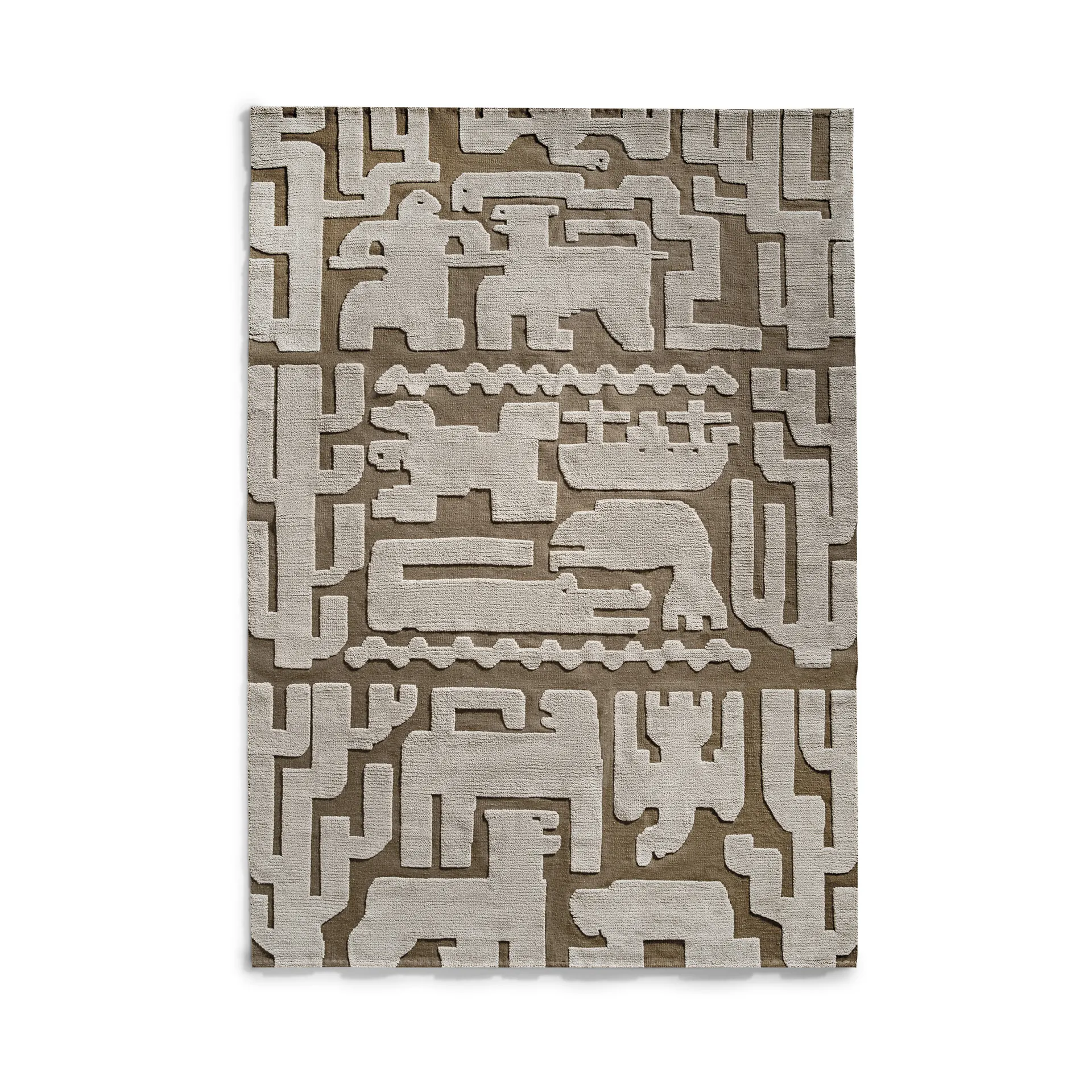 Stig Lindberg Gunnel wool carpet, Walnut brown. 180x270 cm Layered