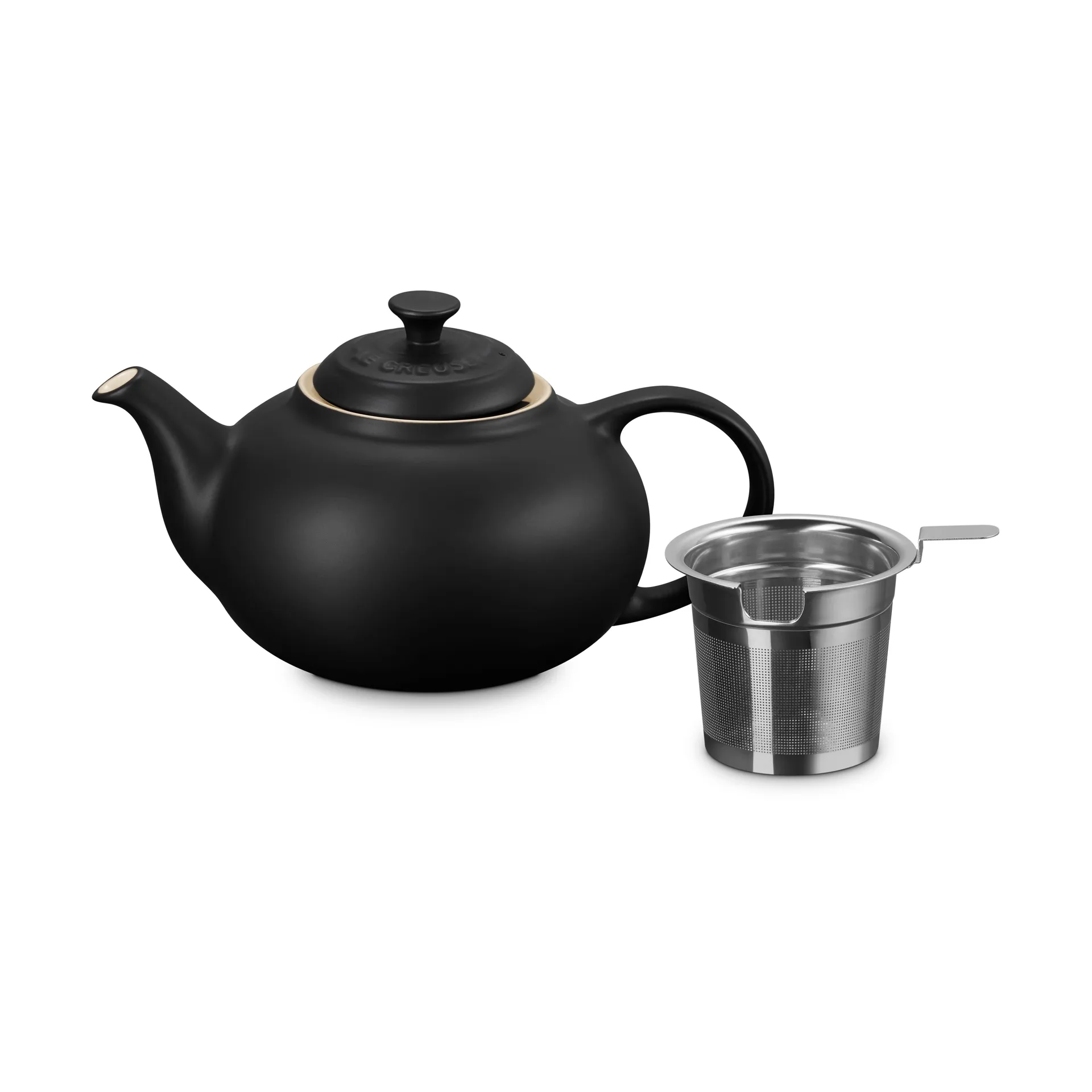 Le Creuset teapot, Matte Black, with strainer, 1.3 L Le Creuset