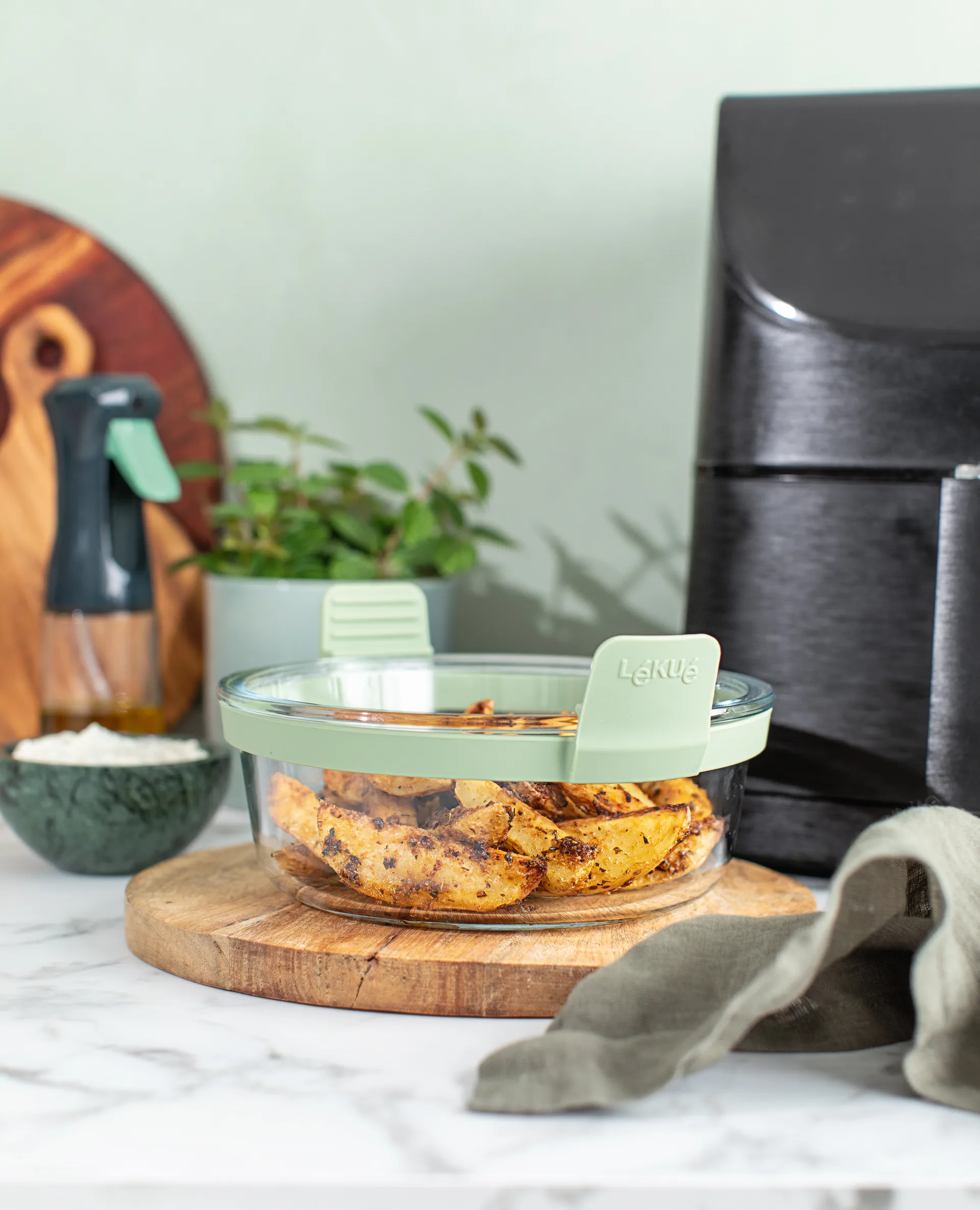 Lékué Air fryer round glass dish, Transparent Lékué