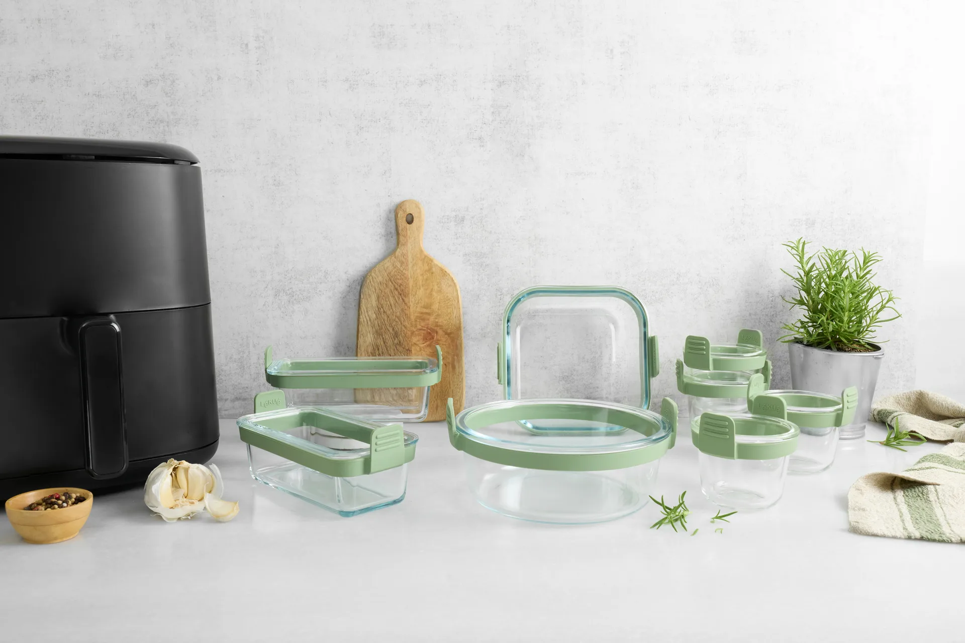 Lékué Air fryer round glass dish, Transparent Lékué