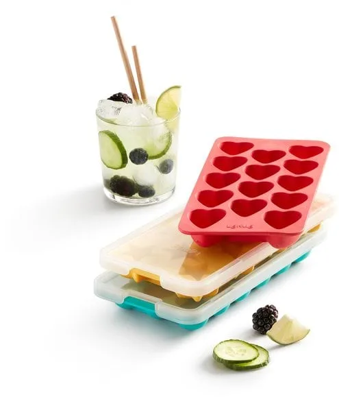 Lékué ice cube tray with lid red, Heart Lékué